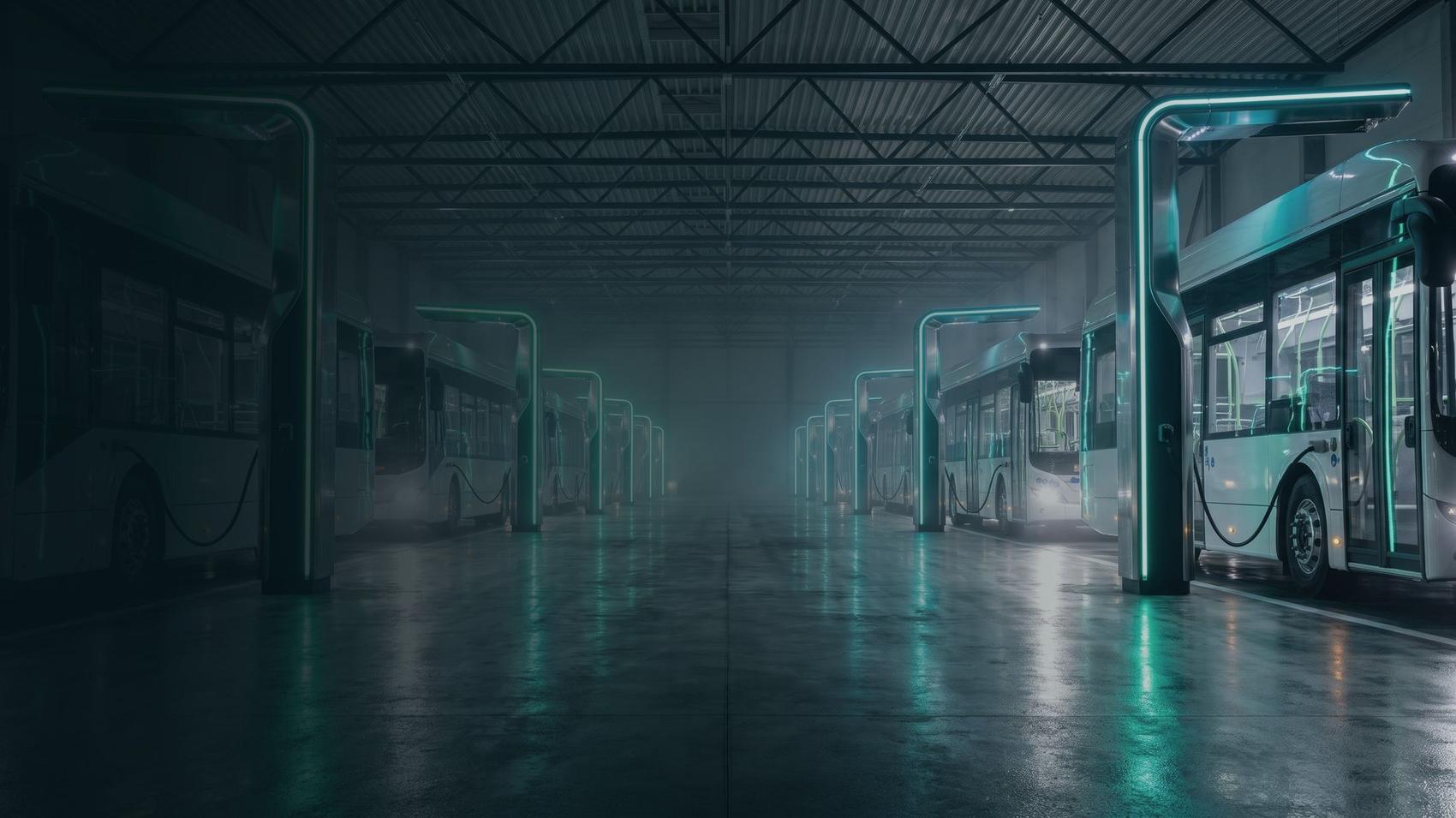 Depot charging hall with pantograph chargers